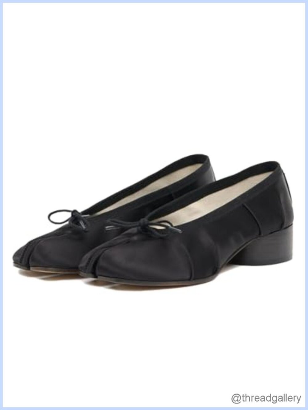 Split Toe Ballet Heels Satin Block Heel Tabi Pumps Office Wedding